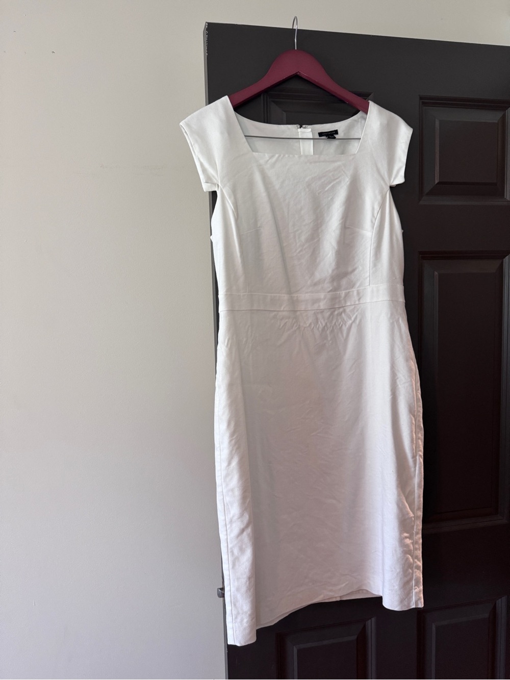 Ann Taylor White Cap-Sleeve Midi Dress